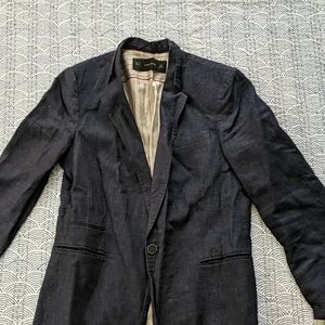 Navy blue linen Zara blazer size M with lining
